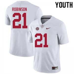 NCAA Youth Alabama Crimson Tide #21 Jahquez Robinson Stitched College 2020 Nike Authentic White Football Jersey SM17F18FJ